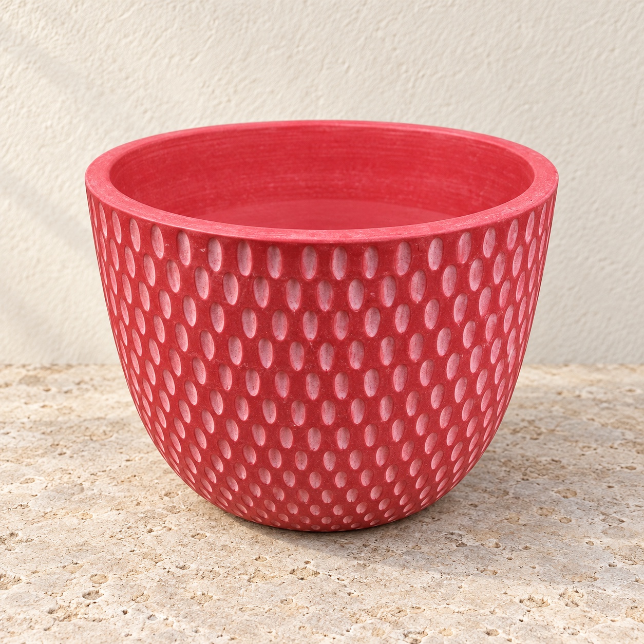 Grand pot Bell rouge à motifs ovales clairs, Ø32 × H26 cm